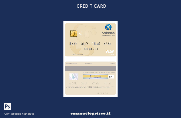 modello di carta di debito visto per Shinhan Financial Group della Corea del Sud